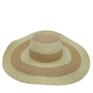 J.Crew Sun Hat Womens Size M/L Beige Gold Metallic Wide Brim Floppy  Beach